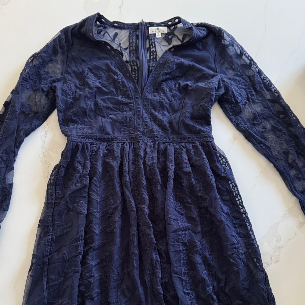 Elegant Navy Lace Dress
